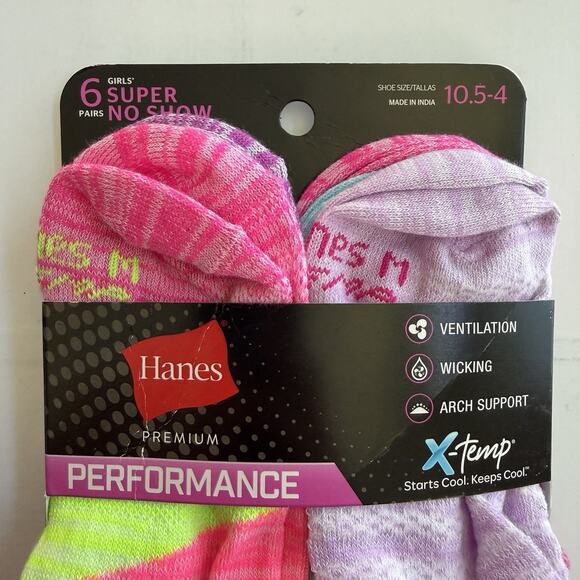 New HANES (12 Pair) Premium Performance Super No Show Socks Girls Size 10.5-4 - Picture 3 of 5